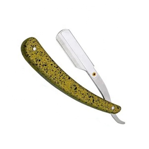 Rasoirs professionnels pour barbier à marque privée, très demandés, rasoir manuel à lame droite avec manche en plastique et bois, rasoir de barbier tranchant - Product Image 1