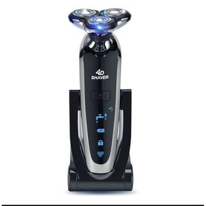 Afeitadora eléctrica 4D para hombres con sistema de 3 cuchillas y base de carga, diseño impermeable - Product Image 1