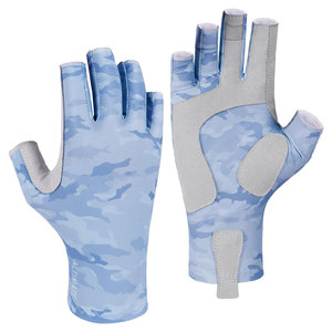 Gants de voile anti-UV sans doigts UPF 50+ pour hommes et femmes, couleur bleu clair camouflage, protection ultime pour l'extérieur - Product Image 1