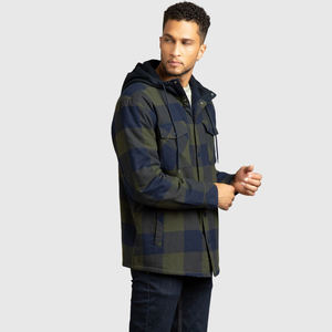 Chaqueta de Franela para Hombre, Diseño Moderno, Estilo Western, Forrada de Felpa, con Capucha, a Cuadros, Mezcla de Algodón, para Invierno, Cálida, Informal, para Exteriores, con Forro Sherpa - Product Image 6