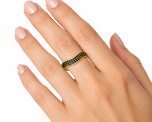 925 Sterling Silver Black Diamond <b>Ring</b> Gold Plated Bezel <b>Set</b> Band Classic <b>Women</b> Jewelry for Wedding Party - Product Image 3