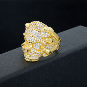 Men's 22K Gold Plated Diamond <b>Ring</b> Round Brilliant Cut Hiphop Style Everyday Wear Jewelry - Product Image 1