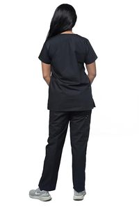 EVERGLOW Conjuntos de Uniformes Médicos Elegantes con Cuello en V, Tallas Grandes Personalizadas, de Algodón y Spandex Negro, Sin Costuras, para Hospital - Product Image 2