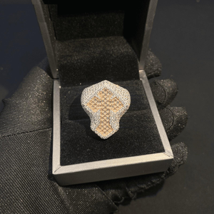 Luxury Two Tone Pave Diamond Statement <b>Ring</b> <b>Mens</b> Hip Hop Geometric Baguette Cluster Cocktail Jewelry - Product Image 5