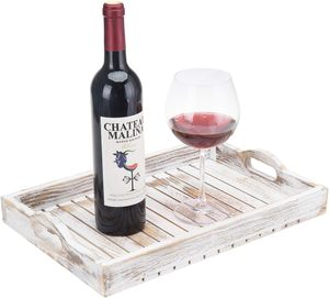 Polished Luxury Handmade Mango Wood <b>Breakfast</b> Serving <b>Tray</b> with Cutout Handles and Slatted Design Ottoman Coffee Table <b>Tray</b> - Product Image 1