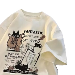 Casual Short-Sleeve Couple <b>T</b>-Shirt Men's Women's Korean Version Cartoon <b>Cat</b> Group Printed Plus Size Women's Funny <b>Cat</b> <b>T</b>-Shirt - Product Image 5