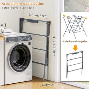 Grande Stendibiancheria Pieghevole Portatile a 12 Pali con Clip per Calzini per Asciugare Vestiti - Product Image 5