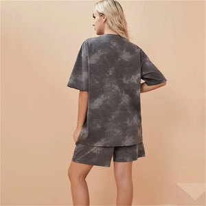 Ensemble T-shirt décontracté uni coupe classique et short large pour femme avec poches, 100 % coton respirant, idéal pour l'été - Product Image 3