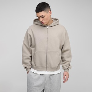 Sweat à capuche zippé oversize pour homme, couleur unie, en molleton, décontracté, coupe classique, style automne, 100 % coton, design respirant - Product Image 3