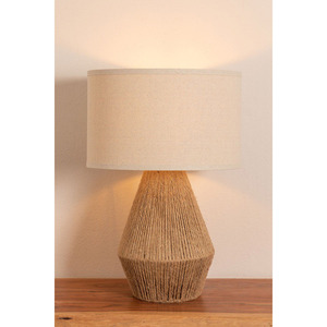 Handmade Natural Jute Table <b>Lamp</b> With Linen Shade <b>Vintage</b> Hemp Rope Desk Light Boho Woven Bedside Nightstand <b>Lamp</b> for Living Use - Product Image 6