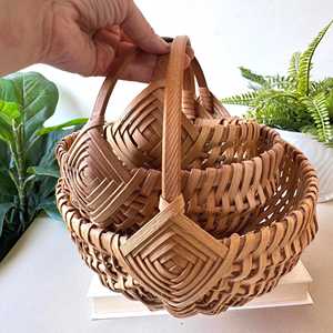 Ensemble de 3 paniers gigognes en rotin faits à la main, paniers de rangement en osier naturel, organisateur de maison bohème, décoration moderne du milieu du siècle - Product Image 3