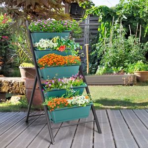 Jardinière verticale à 5 niveaux avec 5 bacs surélevés pour pots de fleurs et jardinières - Product Image 4