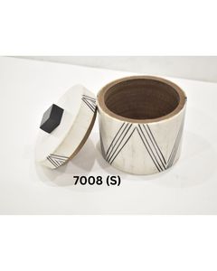 Geometric Pattern MDF Resin Storage <b>Box</b> with Lid Modern Round Decorative Organizer for Home - Product Image 6