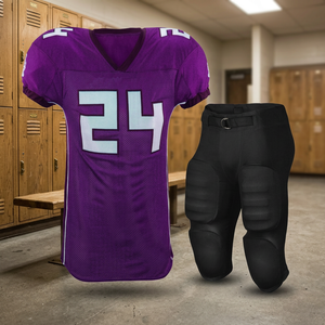 Custom Purple And White American Football Jersey Paired With Black <b>Padded</b> <b>Pants</b>. - Product Image 4