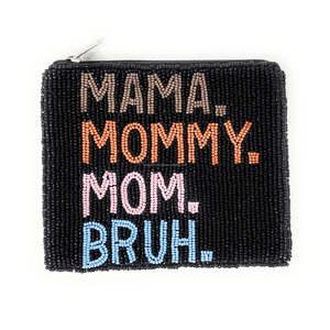 Porte-monnaie miniature personnalisé avec fermeture éclair, broderie perlée faite à la main, écologique, durable, unisexe, citation amusante pour maman, compact et tendance - Product Image 1