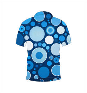 Polo personnalisé pour homme, sublimation, imprimé cercle bleu, polo de golf, évacuation de l'humidité, manches courtes, uniforme de performance, fournisseur OEM - Product Image 6