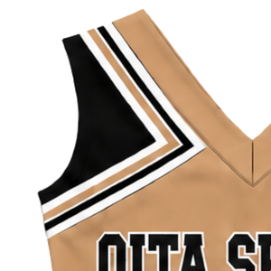 Haut d'uniforme de cheerleading marron clair sans manches à col en V pour femmes et filles, idéal pour les spectacles de danse en équipe et les compétitions - Product Image 4