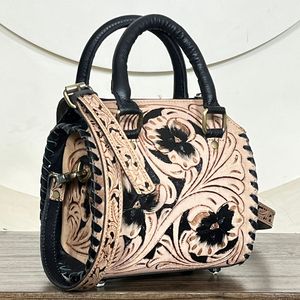 Nuevo Bolso de Viaje de Cuero con Diseño Floral Clásico 2026, Bolso Pequeño y Elegante de Cuero Vacuno Genuino para Mujer - Product Image 4