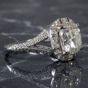 925 Silver Classic Halo <b>Cushion</b> Moissanite Diamond Engagement <b>Ring</b> <b>Wedding</b> Anniversary Handmade <b>Ring</b> for Women. - Product Image 6
