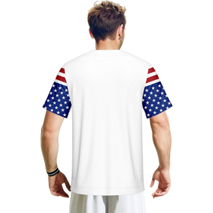 Camiseta de Béisbol Sublimada Blanca con Silueta de la Bandera de Iwo Jima de EE. UU., Unisex, Estilo Urbano - Product Image 4