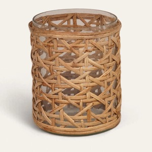 <b>Set</b> of 2 Handmade Rattan Candle Holders Natural Woven Hurricane <b>Lanterns</b> for Home Table Decor And Wedding Centerpiece From India - Product Image 3