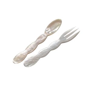 Specialized Mother of Pearl Caviar Fork Fish Flower Detail Long Handle <b>Mirror</b> Polish Custom Corporate Gift Storage - Product Image 2