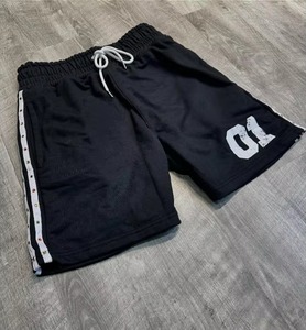 Nouveaux shorts décontractés en toile unie respirante pour hommes, taille haute élastique avec impression sérigraphiée, vente en gros - Product Image 6