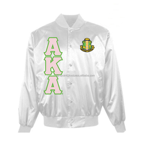 Women <b>pink</b> green Aka greek Sorority satin bomber varsity <b>jacket</b> Custom Greek Clothing men and Women Embroidered AKA <b>Jackets</b> - Product Image 5