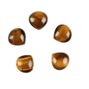 Vente en gros de cabochons en œil de tigre de qualité supérieure, forme cœur, 10 mm, dorés, pierres précieuses en vrac, pour la fabrication de bijoux, dos plat, calibrés - Product Image 1