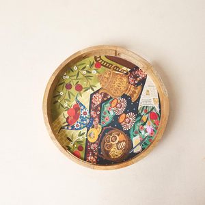 Bandeja de Servir de Madera con Acabado Lacado Ecológico de Diseño Auténtico, Bandeja Decorativa Multiusos para el Hogar, Cocina y Desayuno - Product Image 1