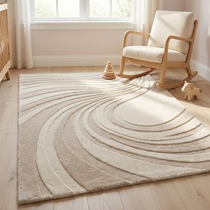 Luxury Neutral Wave Design Rug Hand Tufted Carpet Soft <b>Floor</b> Area Rug Anti Slip Modern Rug for Living Room Bedroom Office Hotel - Product Image 1