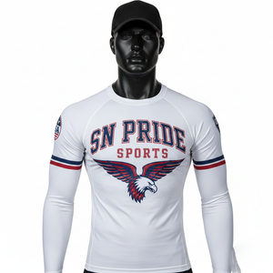 Best Selling Unisex Long Sleeve MMA Rash Guard Customized Design Sublimation Printed Breathable Quick Dry High Quality Latest - Product Image 1