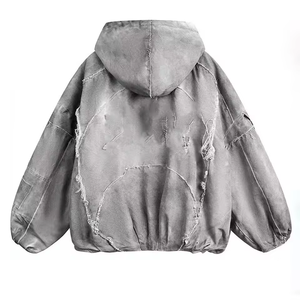 Sweat-shirts pour hommes sur mesure avec logo imprimé, effet vieilli, patch appliqué brodé, 350 g/m², respirant, écologique, coupe oversize, effet délavé à l'acide - Product Image 2