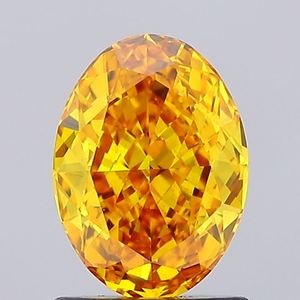 Diamant CVD de laboratoire de couleur jaune profond fantaisie, forme ovale, taille 4,00 carats, clarté VS2, certifié IGI, pierres pour bijoux fantaisie. - Product Image 1