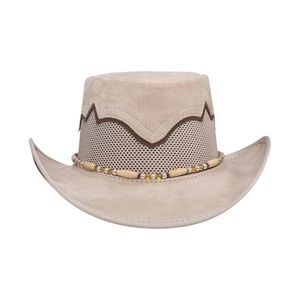 Sombrero Outback de Fieltro Beige Claro con Detalle de Corona Bordada, Sombrero Fedora Occidental de Ala Ancha para Hombre y Mujer - Product Image 3