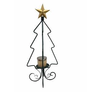 Vintage Green Metal Mini Christmas <b>Tree</b> with Star Topper Standing Tabletop Ornament for Holiday Decor - Product Image 5