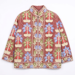 Chaquetas de algodón bordadas Suzani de primera calidad, ropa exterior tradicional con bordados florales, estilo bohemio chic para mujer. - Product Image 1