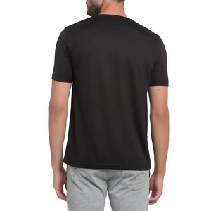 T-shirt surdimensionné en coton et fibre de bambou tricoté sur mesure OEM pour hommes, vente en gros, noir uni, col rond, vêtements d'été, manches courtes, grande taille - Product Image 4