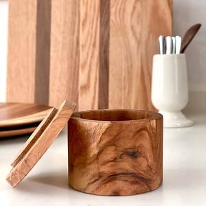 Acacia Wood Salt & Pepper Holder Kitchen <b>Spice</b> <b>Storage</b> Container Dishwasher & Oven Safe Eco-Friendly Rustic Design - Product Image 1