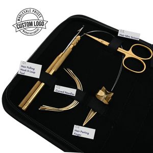 Kit d'outils pour extensions capillaires en acier inoxydable : Perles, Pince à sertir MicroLink, Pince de 5 pouces, Ciseaux à boucle, Aiguille à démêler - Product Image 3