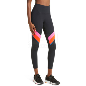 High Waist Women's Premium Customizable <b>Leggings</b> Full Length Color Blocked Geometric <b>Pattern</b> Sporty Stretch Breathable 180g - Product Image 2