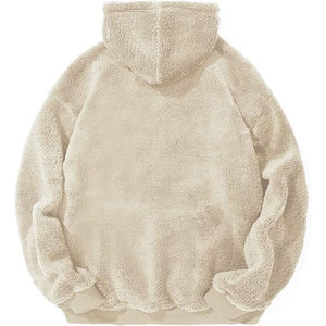Sweat-shirt à capuche en sherpa crème pour homme, coupe classique, décontracté, hiver, avec poche - Product Image 6