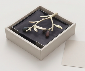 Porte-serviettes en métal avec motif de branche d'olivier, support de table parfait pour la cuisine, le comptoir et les accessoires décoratifs - Product Image 4