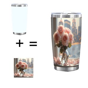 Gobelet isotherme en acier inoxydable 20 oz à double paroi avec motif rose pour usage quotidien - Product Image 1