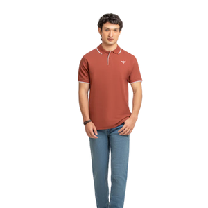T-shirt en jersey de coton marron pour homme, manches courtes, coupe classique, respirant, séchage rapide, décontracté, élégant, bureau, golf, été, service OEM - Product Image 1