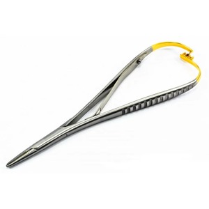 Portaagujas Mathieu de Acero Quirúrgico, Manual, T.C. Dorado, 200 mm, 20-422-200, Herramienta de Sutura de Precisión, Certificado CE, Hermann - Product Image 5