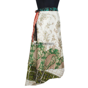 Faldas Nuevas Estilo Gitano Hippie Bohemio Indio Retro Paisley de Seda Casual Envolvente de 2 Capas Reversible Mágica, Sari de Seda Envolvente, Falda Larga Mágica - Product Image 3
