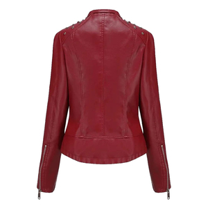 Women’s Fashionable Cropped Leather <b>Jacket</b> Slim Fit Moto Coat <b>Lightweight</b> Trendy Outerwear for Autumn Winter - Product Image 2