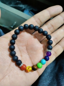 Jewelry 7 Chakra Lava Stone <b>Bracelet</b> Natural Black Volcanic <b>Beads</b> for <b>Men</b> & Women Healing Energy and Balance - Product Image 6