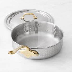 Handcrafted Copper Casserole <b>Pan</b> With Lid Brass Handles Hammered Serving Cookware Wholesale Kitchen Pot For Home Hotel Restauran - Product Image 2